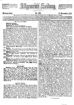 Allgemeine Zeitung Donnerstag 29. Dezember 1859
