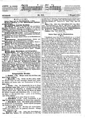 Allgemeine Zeitung Mittwoch 6. August 1862