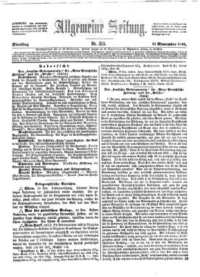 Allgemeine Zeitung Dienstag 11. November 1862