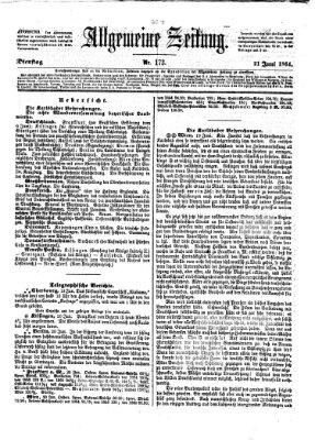Allgemeine Zeitung Dienstag 21. Juni 1864