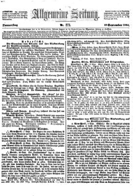 Allgemeine Zeitung Donnerstag 29. September 1864