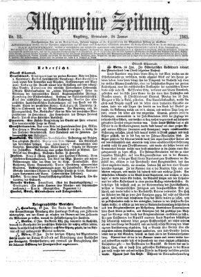 Allgemeine Zeitung Samstag 28. Januar 1865