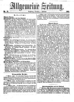 Allgemeine Zeitung Dienstag 7. Februar 1865