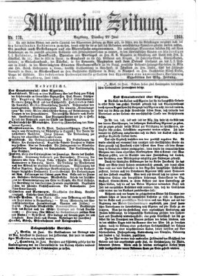 Allgemeine Zeitung Dienstag 27. Juni 1865