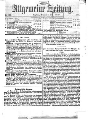 Allgemeine Zeitung Samstag 1. Juli 1865