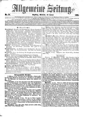 Allgemeine Zeitung Mittwoch 20. Januar 1869
