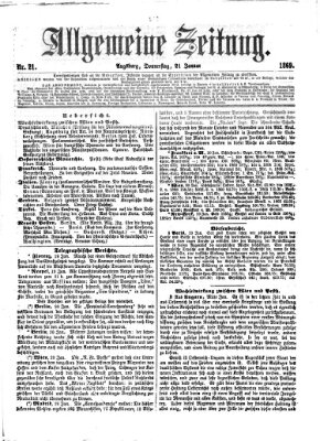 Allgemeine Zeitung Donnerstag 21. Januar 1869