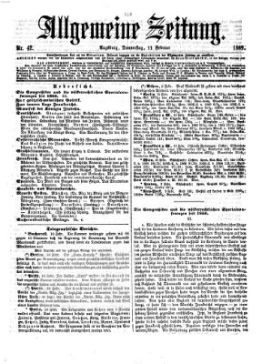 Allgemeine Zeitung Donnerstag 11. Februar 1869