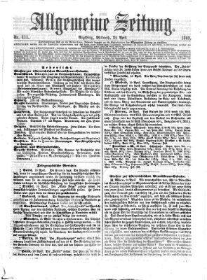 Allgemeine Zeitung Mittwoch 21. April 1869
