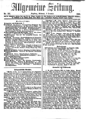 Allgemeine Zeitung Mittwoch 1. Dezember 1869