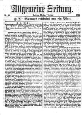 Allgemeine Zeitung Montag 7. Februar 1870