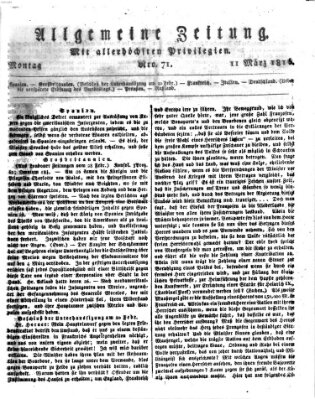Allgemeine Zeitung Montag 11. März 1816