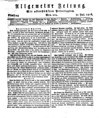 Allgemeine Zeitung Dienstag 30. Juli 1816