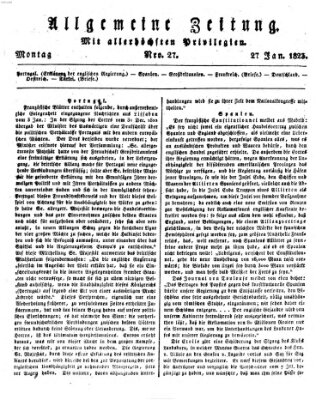 Allgemeine Zeitung Montag 27. Januar 1823