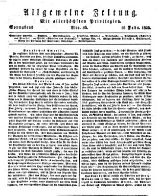 Allgemeine Zeitung Samstag 15. Februar 1823