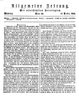 Allgemeine Zeitung Montag 17. Februar 1823