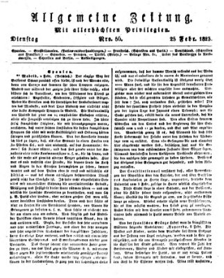 Allgemeine Zeitung Dienstag 25. Februar 1823