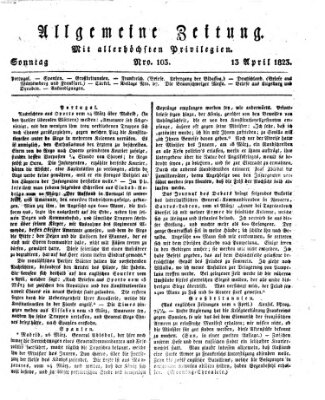 Allgemeine Zeitung Sonntag 13. April 1823