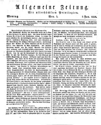 Allgemeine Zeitung Montag 5. Januar 1824