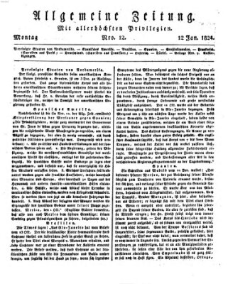 Allgemeine Zeitung Montag 12. Januar 1824