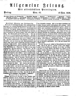 Allgemeine Zeitung Freitag 16. Januar 1824