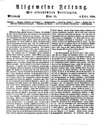 Allgemeine Zeitung Mittwoch 4. Februar 1824