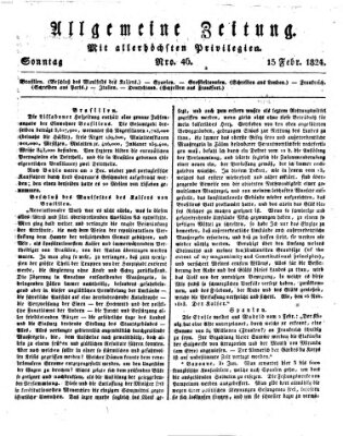 Allgemeine Zeitung Sonntag 15. Februar 1824