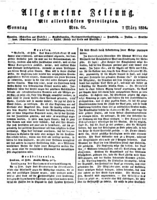 Allgemeine Zeitung Sonntag 7. März 1824