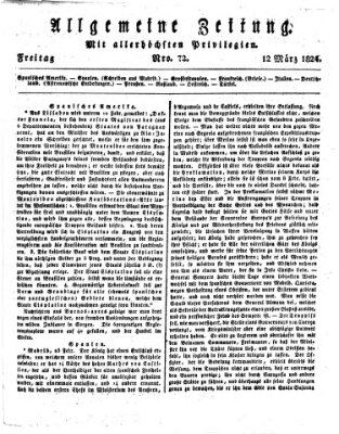 Allgemeine Zeitung Freitag 12. März 1824