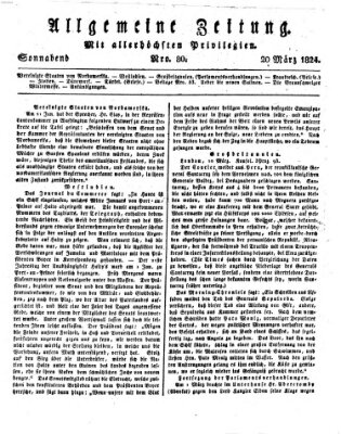 Allgemeine Zeitung Samstag 20. März 1824