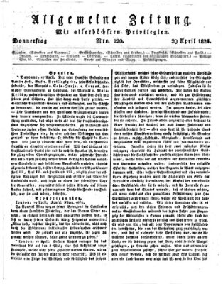 Allgemeine Zeitung Donnerstag 29. April 1824
