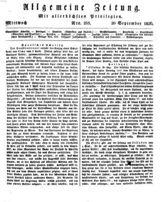 Allgemeine Zeitung Mittwoch 20. September 1826