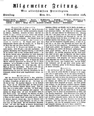 Allgemeine Zeitung Dienstag 7. November 1826