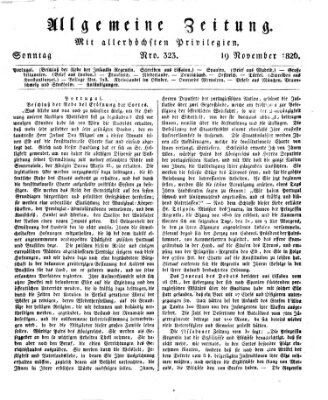 Allgemeine Zeitung Sonntag 19. November 1826