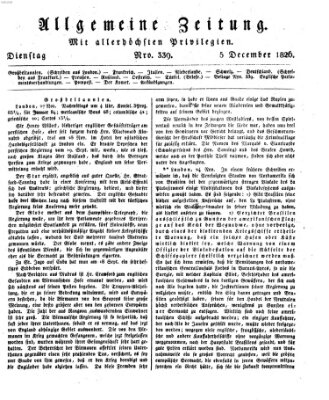 Allgemeine Zeitung Dienstag 5. Dezember 1826