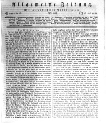 Allgemeine Zeitung Samstag 2. Juli 1831