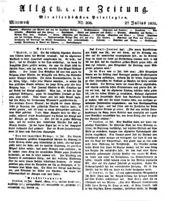 Allgemeine Zeitung Mittwoch 27. Juli 1831