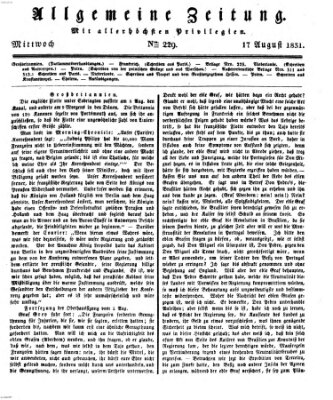 Allgemeine Zeitung Mittwoch 17. August 1831