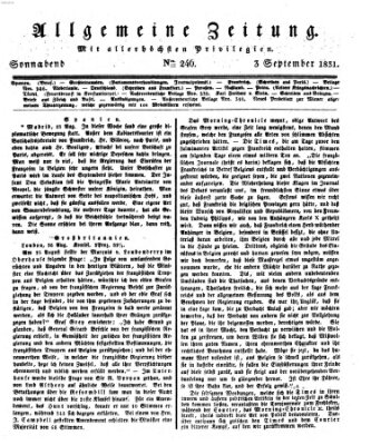 Allgemeine Zeitung Samstag 3. September 1831