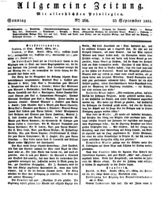 Allgemeine Zeitung Sonntag 25. September 1831