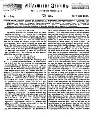 Allgemeine Zeitung Dienstag 30. April 1833