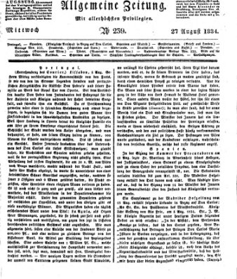 Allgemeine Zeitung Mittwoch 27. August 1834