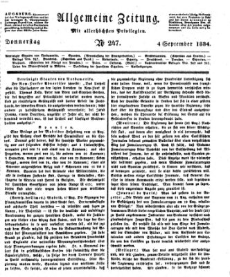 Allgemeine Zeitung Donnerstag 4. September 1834