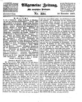 Allgemeine Zeitung Donnerstag 30. November 1837