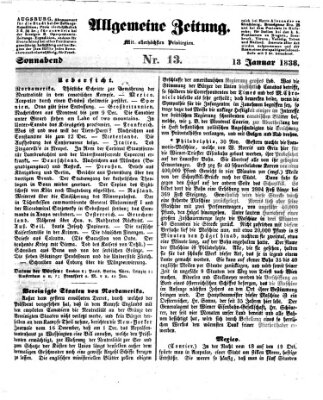 Allgemeine Zeitung Samstag 13. Januar 1838