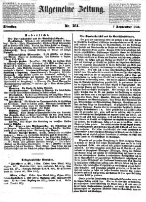Allgemeine Zeitung Dienstag 7. September 1852