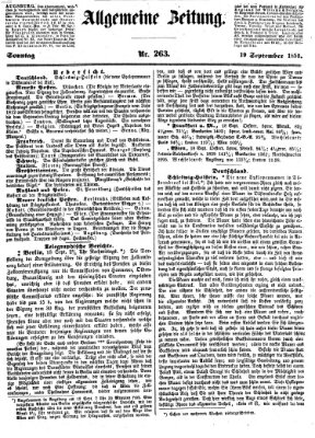 Allgemeine Zeitung Sonntag 19. September 1852