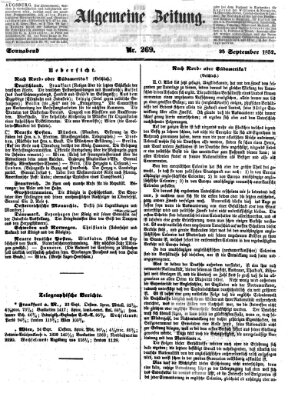 Allgemeine Zeitung Samstag 25. September 1852