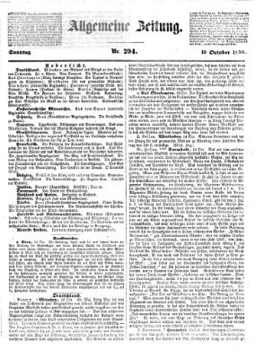 Allgemeine Zeitung Sonntag 19. Oktober 1856