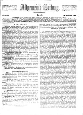 Allgemeine Zeitung Montag 11. Februar 1861